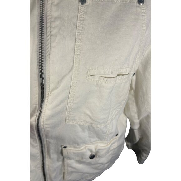 Old Navy Womens XL Utility Jacket Ivory Linen Blend Multiple Pockets - Picture 9 of 10